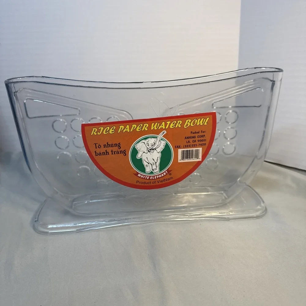 White Elephant Rice Paper Water Bowl Dipper Vietnamese Spring Roll Maker